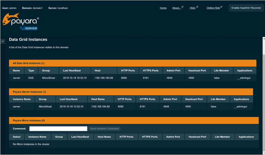 Result of sending "stop-domain" command to Payara Micro instances